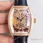 Franck Muller Skeleton 7 Days Power Reserve Black Leather Diamond Copy Watch